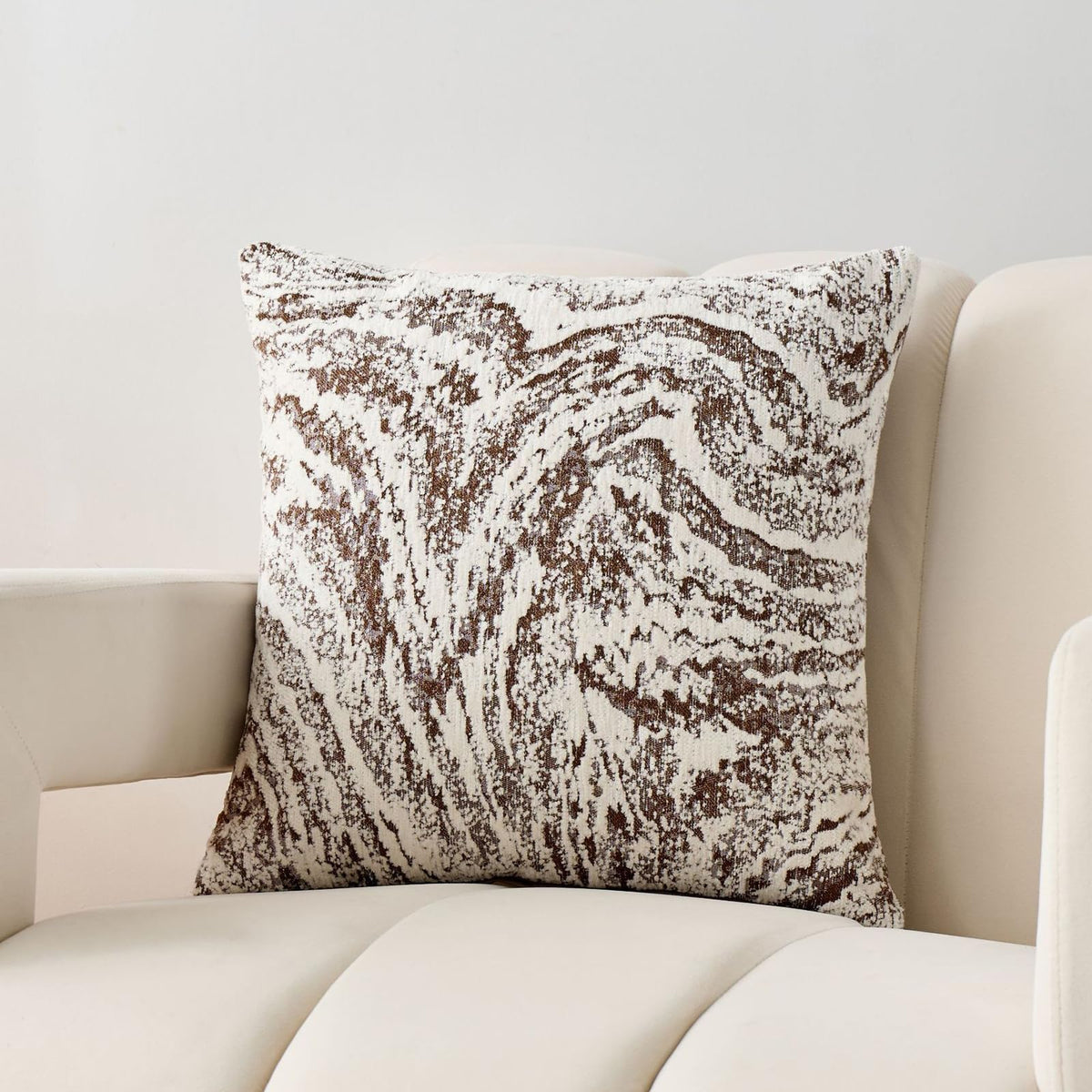Abstract Marble Chenille Pillow Covers - Mocha