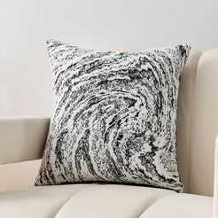 Abstract Marble Chenille Pillow Covers - Black White