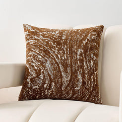 Abstract Marble Chenille Pillow Covers - Caramel