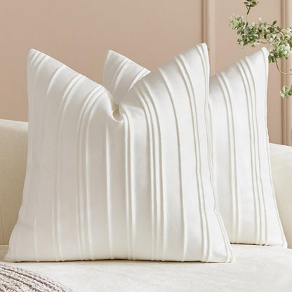 Pinch-Pleat Velvet Pillow Covers - White