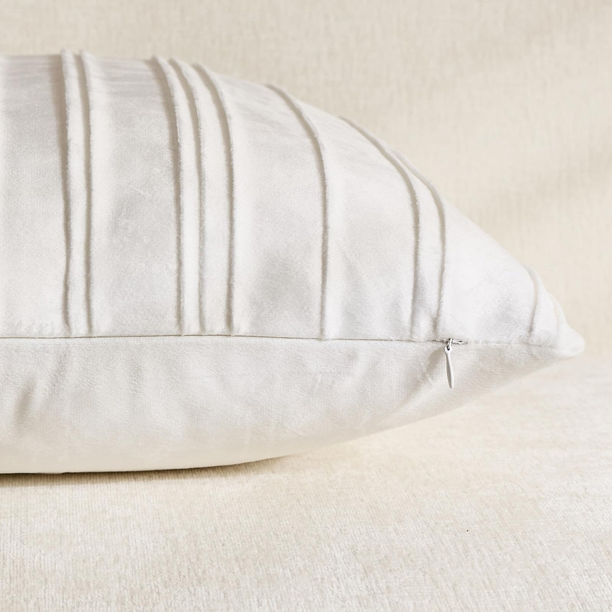 Pinch-Pleat Velvet Pillow Covers - White