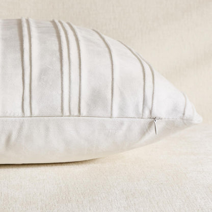 Pinch-Pleat Velvet Pillow Covers - White