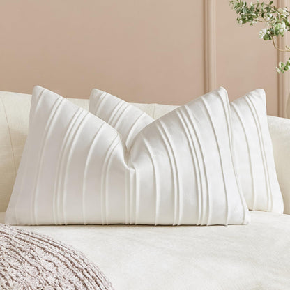 Pinch-Pleat Velvet Pillow Covers - White