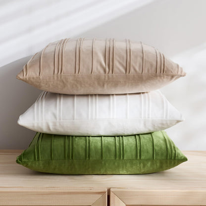 Pinch-Pleat Velvet Pillow Covers - White