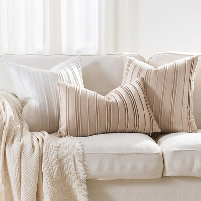 Pinch-Pleat Velvet Pillow Covers - White