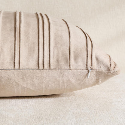 Pinch-Pleat Velvet Pillow Covers - Beige