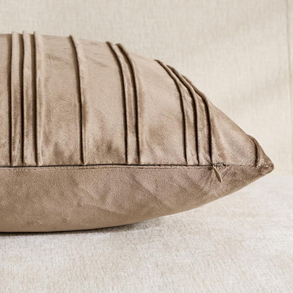 Pinch-Pleat Velvet Pillow Covers - Taupe