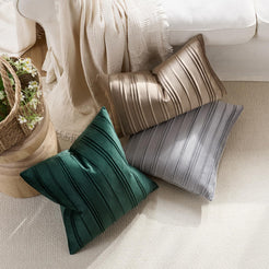 Pinch-Pleat Velvet Pillow Covers - Taupe