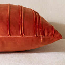 Pinch-Pleat Velvet Pillow Covers - Terracotta Rust
