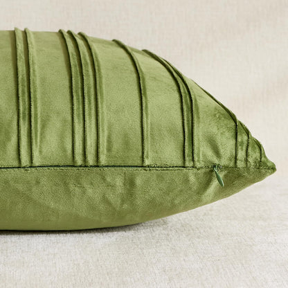 Pinch-Pleat Velvet Pillow Covers - Sage Green
