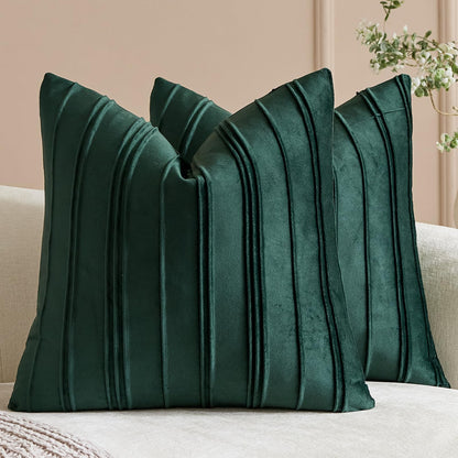 Pinch-Pleat Velvet Pillow Covers - Emerald Green