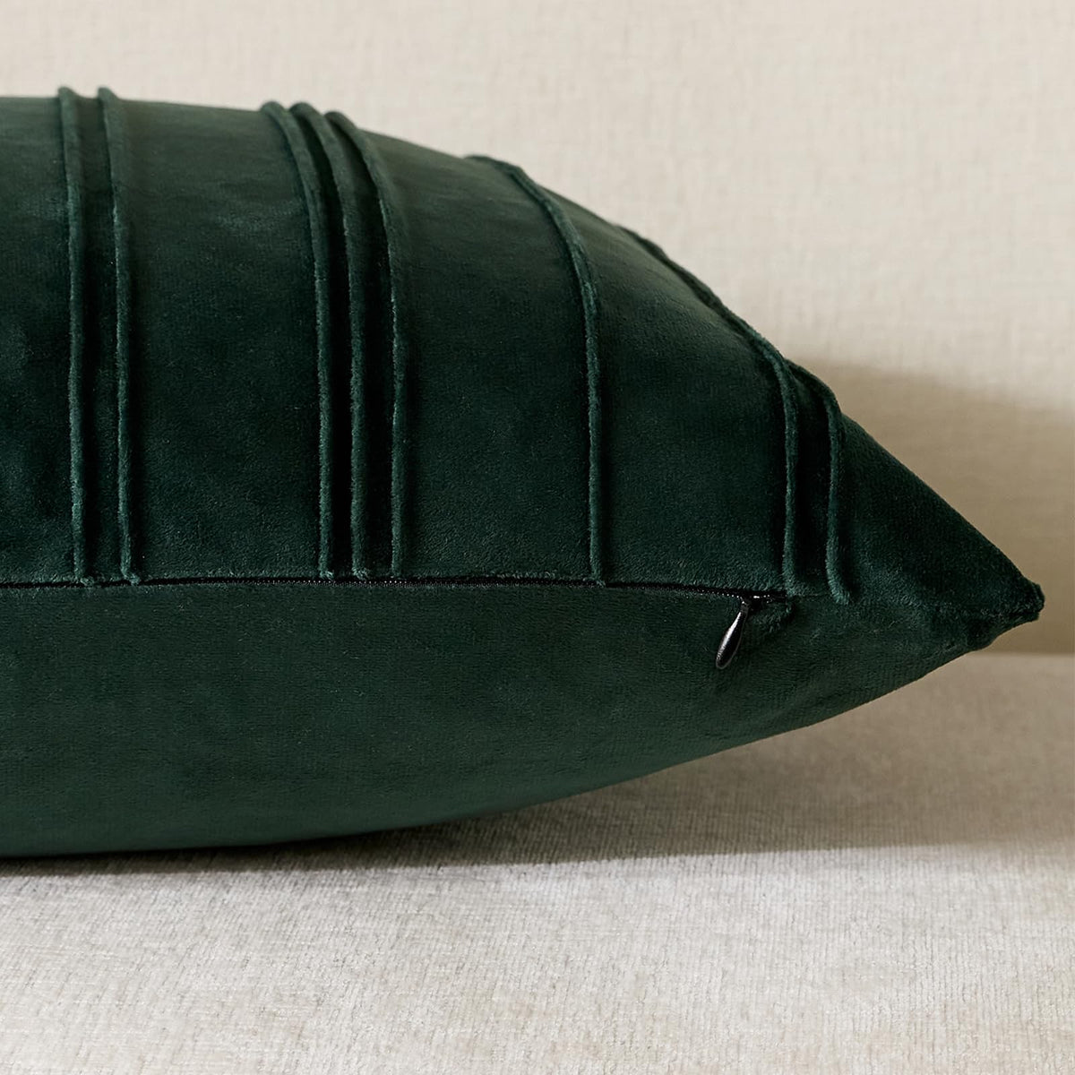 Pinch-Pleat Velvet Pillow Covers - Emerald Green