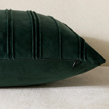 Pinch-Pleat Velvet Pillow Covers - Emerald Green