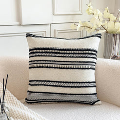 Boho Geometric Chenille Pillow Covers - Beige White