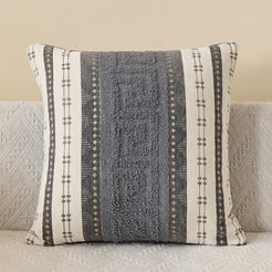 Boho Geometric Chenille Pillow Covers - Charcoal Grey 2
