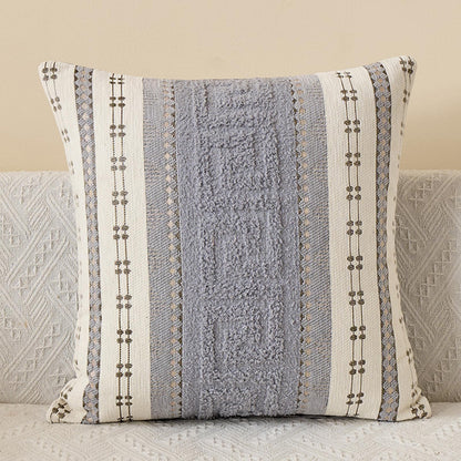 Boho Geometric Chenille Pillow Covers - Light Grey