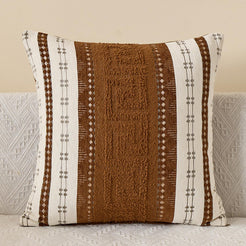 Boho Geometric Chenille Pillow Covers - Rust Brown 2