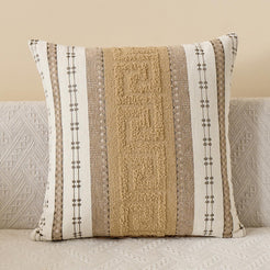 Boho Geometric Chenille Pillow Covers - Oatmeal Tan