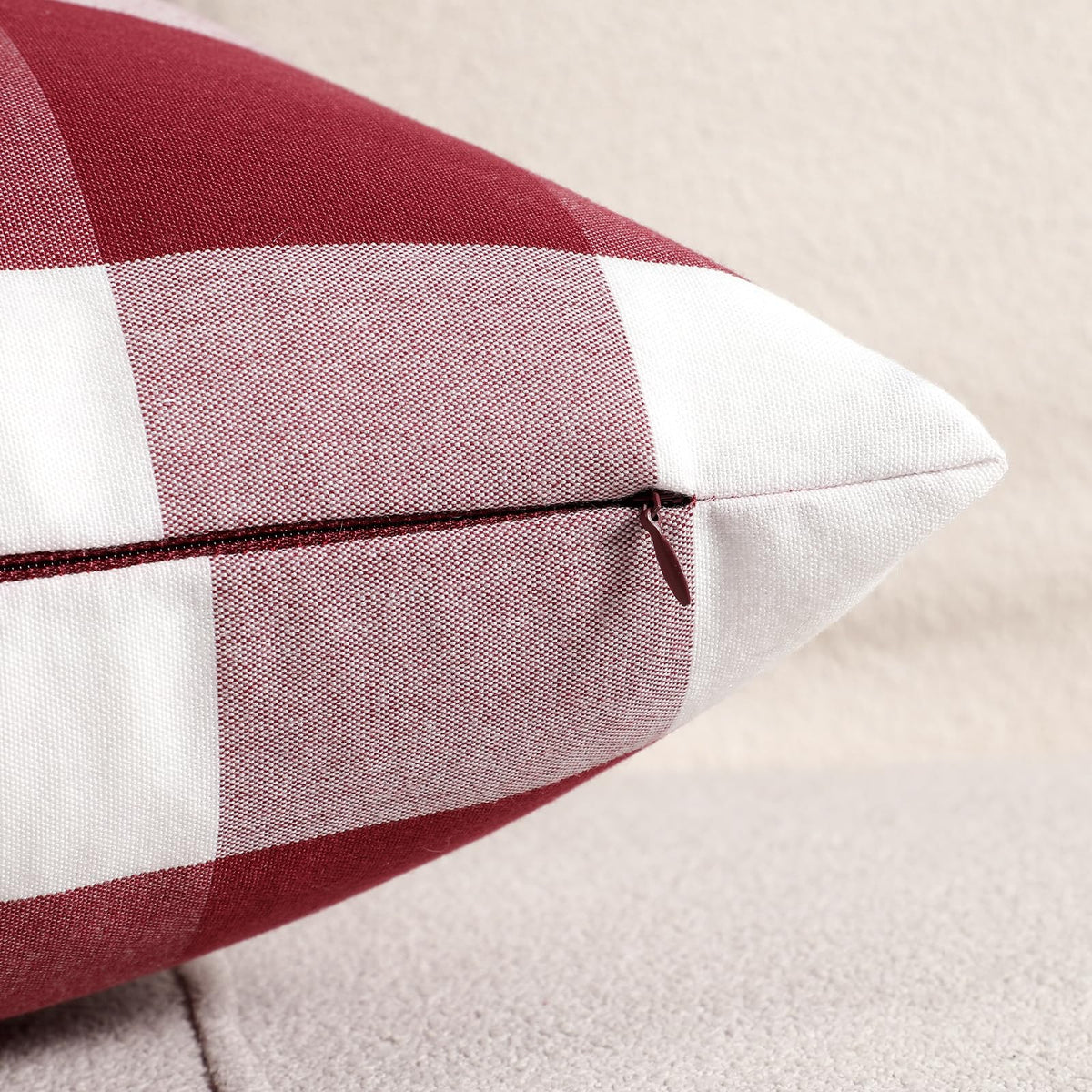 Yarn-Dyed Gingham Pillow Covers - Red Checkered