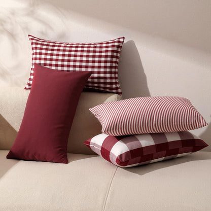 Yarn-Dyed Gingham Pillow Covers - Red Checkered