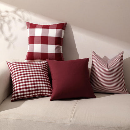 Yarn-Dyed Gingham Pillow Covers - Red Checkered