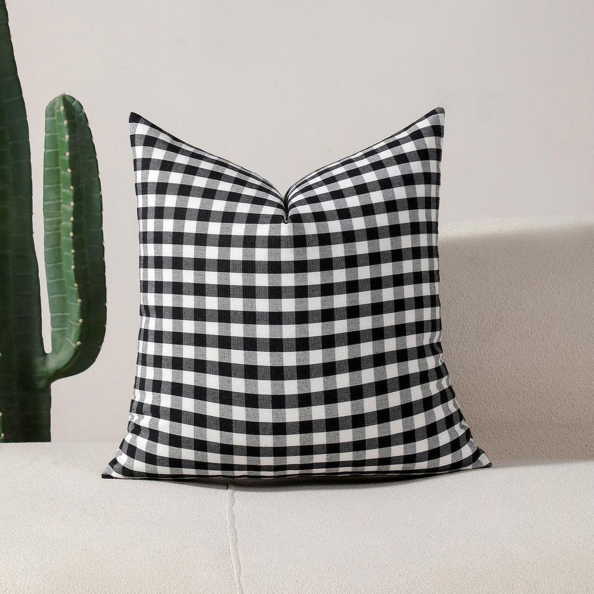 Yarn-Dyed Gingham Pillow Covers - Black Gingham