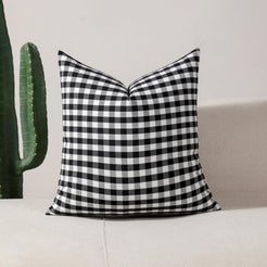 Yarn-Dyed Gingham Pillow Covers - Black Gingham