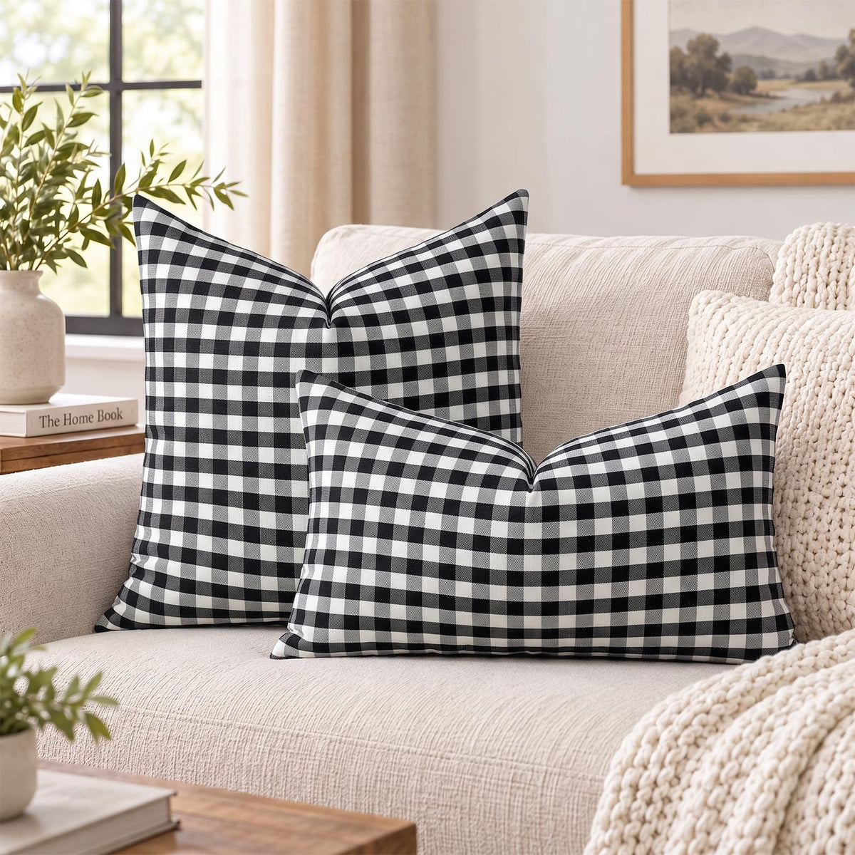 Yarn-Dyed Gingham Pillow Covers - Black Gingham