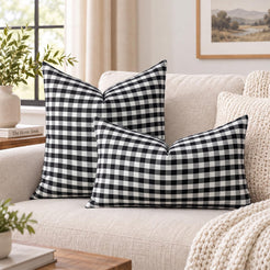 Yarn-Dyed Gingham Pillow Covers - Black Gingham