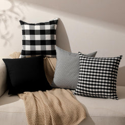 Yarn-Dyed Gingham Pillow Covers - Black Gingham