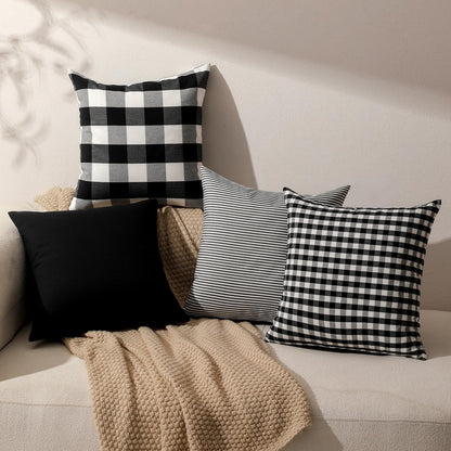 Yarn-Dyed Gingham Pillow Covers - Black Gingham