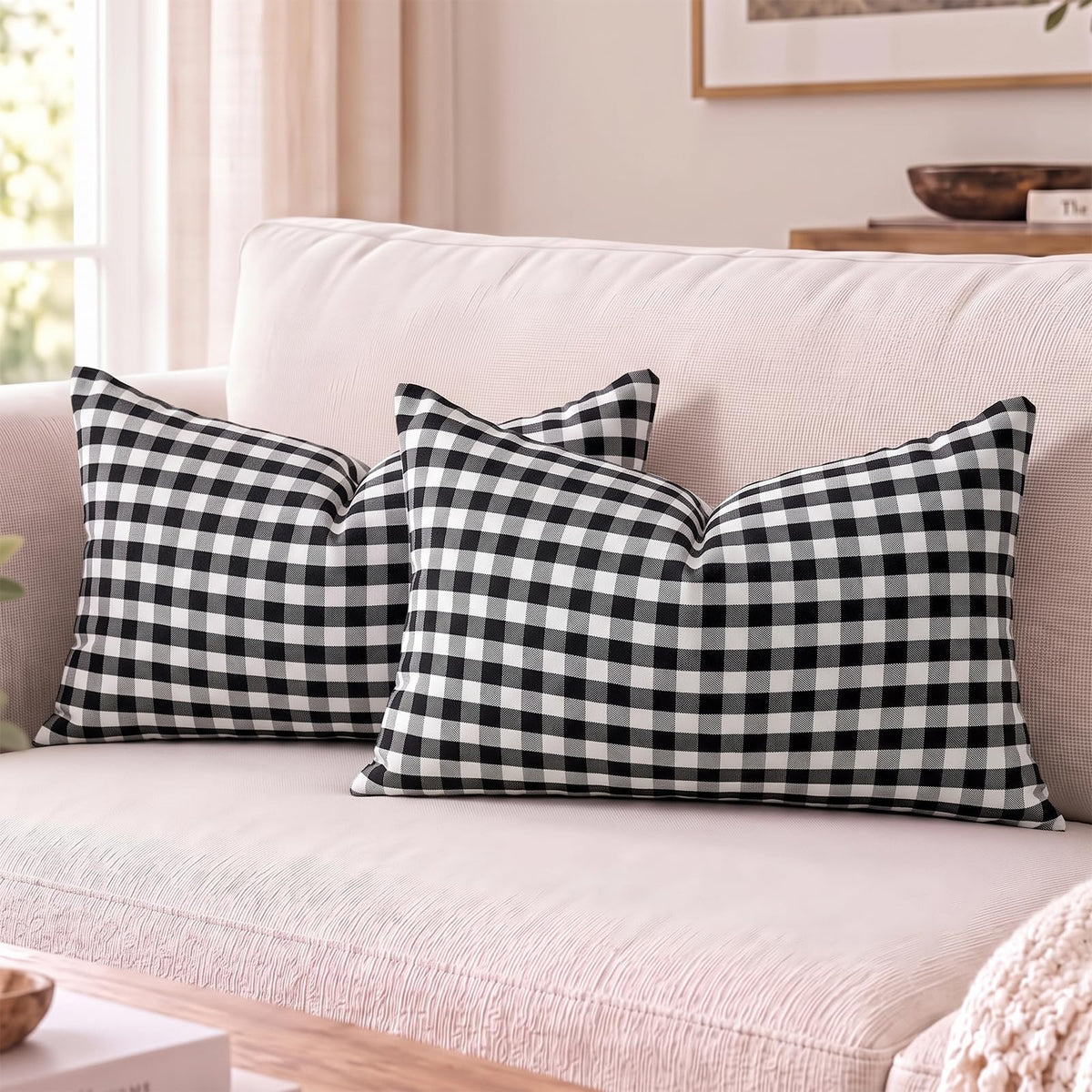 Yarn-Dyed Gingham Pillow Covers - Black Gingham