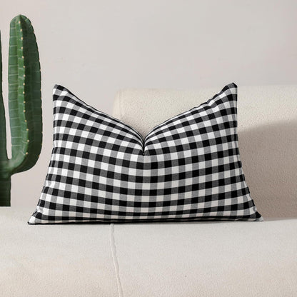 Yarn-Dyed Gingham Pillow Covers - Black Gingham