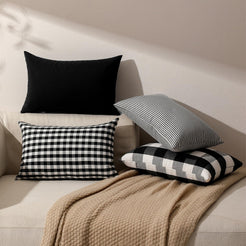 Yarn-Dyed Gingham Pillow Covers - Black Gingham