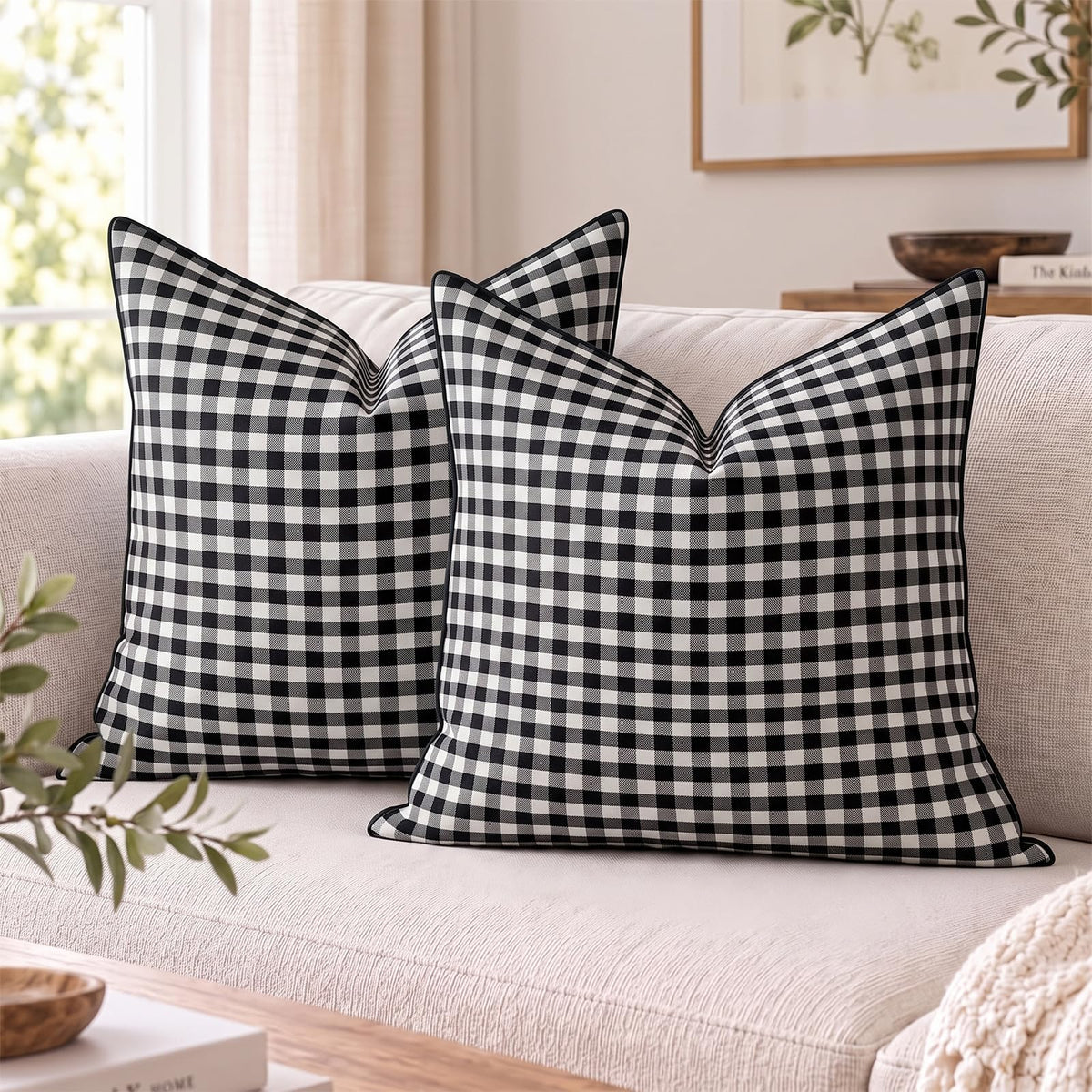 Yarn-Dyed Gingham Pillow Covers - Black Gingham