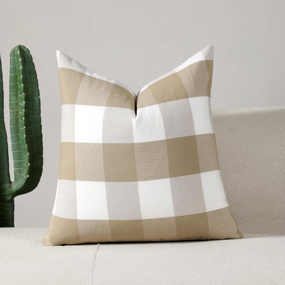 Yarn-Dyed Gingham Pillow Covers - Khaki Checkered