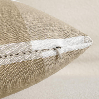Yarn-Dyed Gingham Pillow Covers - Khaki Checkered