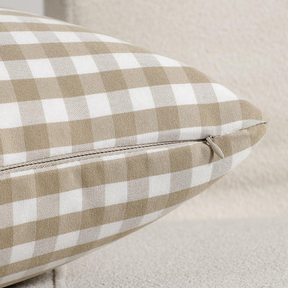 Yarn-Dyed Gingham Pillow Covers - Khaki Gingham