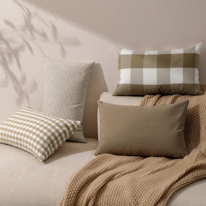 Yarn-Dyed Gingham Pillow Covers - Khaki Gingham