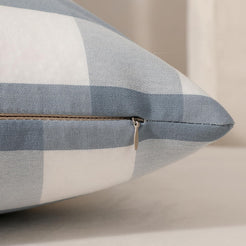Yarn-Dyed Gingham Pillow Covers - Dusty Blue Checkered