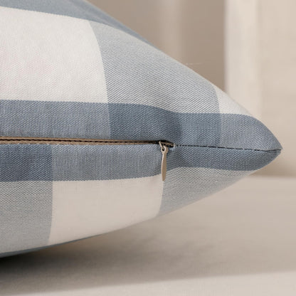 Yarn-Dyed Gingham Pillow Covers - Dusty Blue Checkered