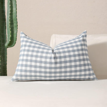 Yarn-Dyed Gingham Pillow Covers - Dusty Blue Gingham