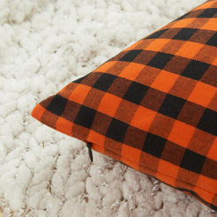Yarn-Dyed Gingham Pillow Covers - Orange Black Gingham
