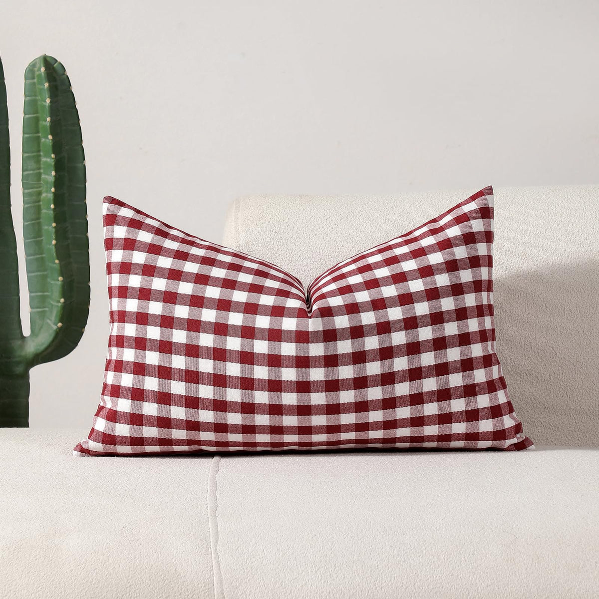Yarn-Dyed Gingham Pillow Covers - Red Gingham
