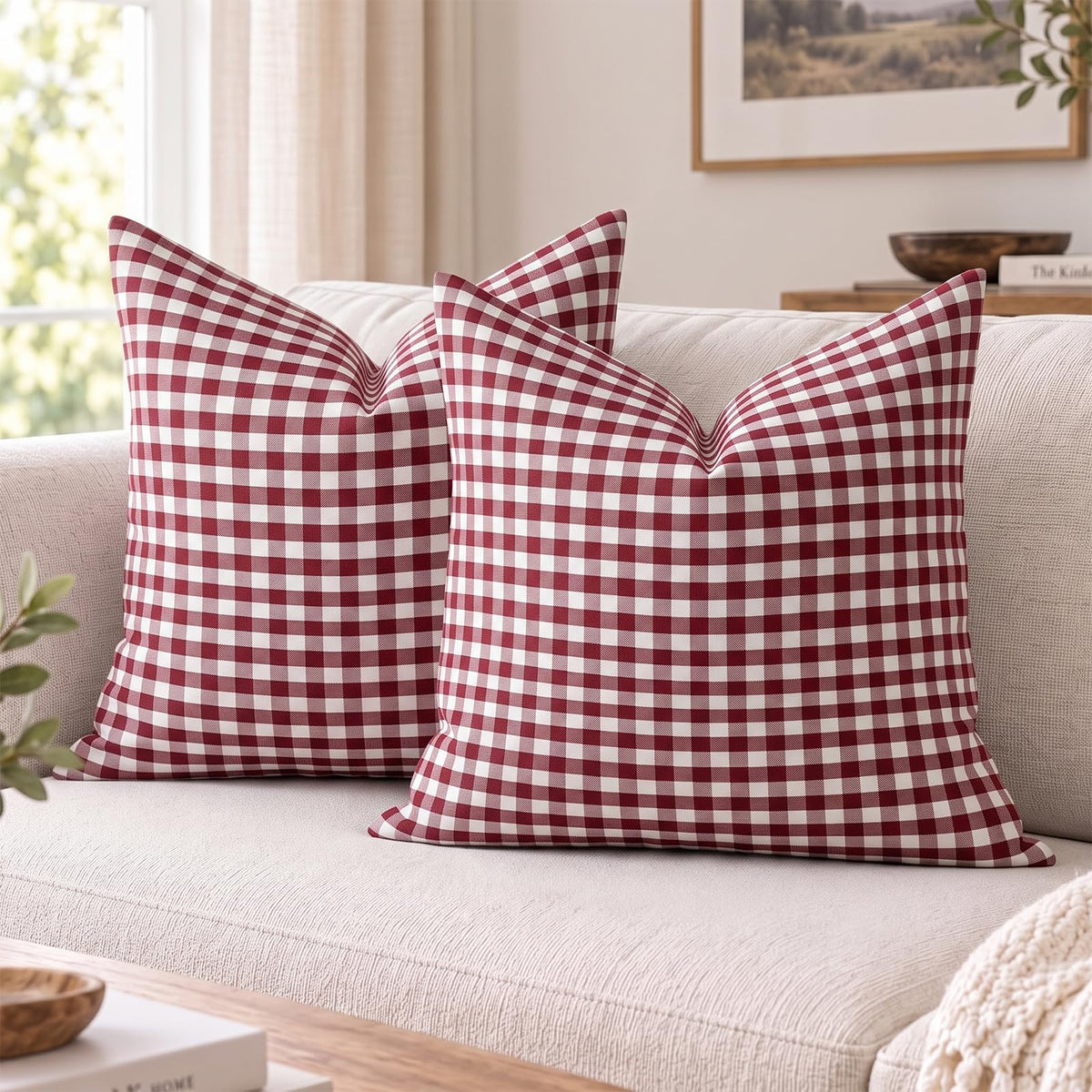 Yarn-Dyed Gingham Pillow Covers - Red Gingham