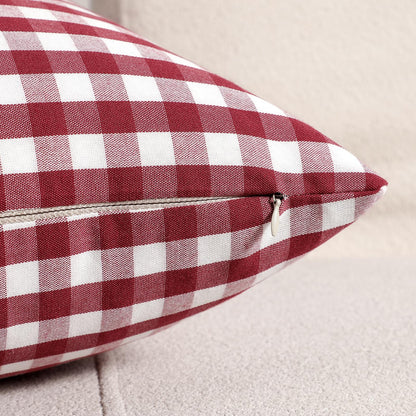 Yarn-Dyed Gingham Pillow Covers - Red Gingham