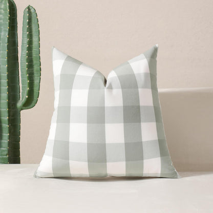 Yarn-Dyed Gingham Pillow Covers - Sage Green Checkered