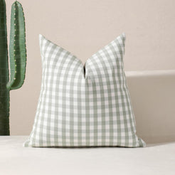 Yarn-Dyed Gingham Pillow Covers - Sage Green Gingham