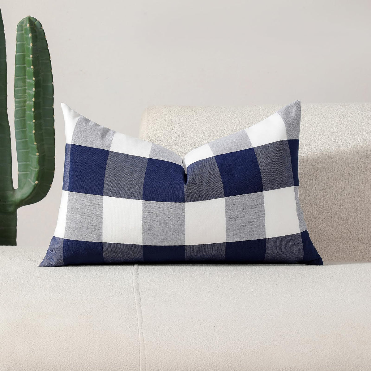 Yarn-Dyed Gingham Pillow Covers - Navy Blue Checkered