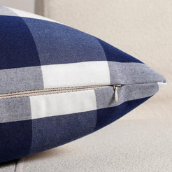 Yarn-Dyed Gingham Pillow Covers - Navy Blue Checkered